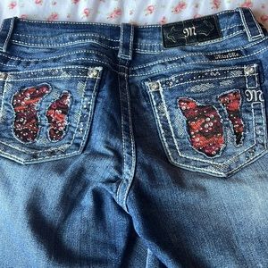miss me animal print beaded/ bedazzled jeans